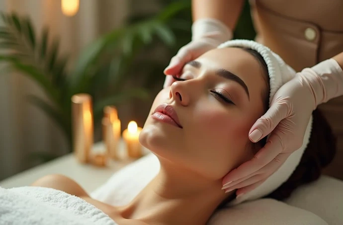 Eenv vrouw krijgt een hoofdmassage